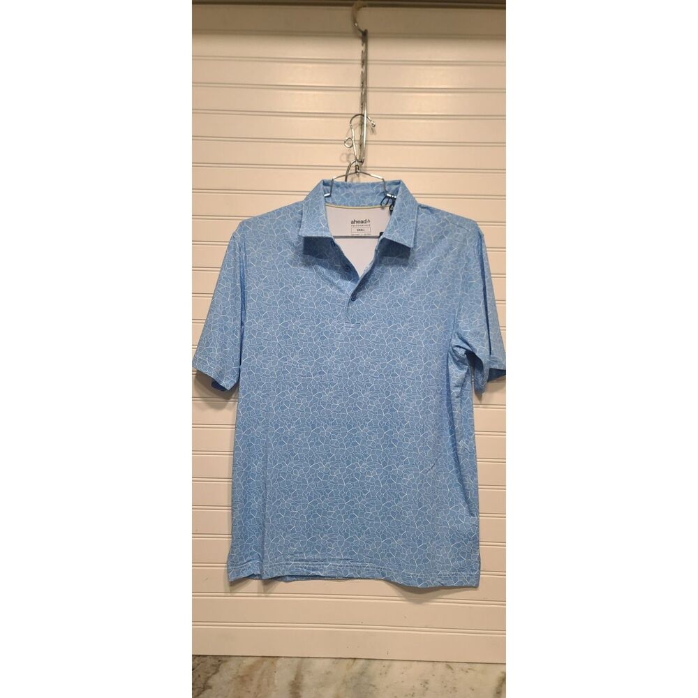 Ahead Extreme Mens Canal Blue/White Golf Polo Shirt Size S NWT